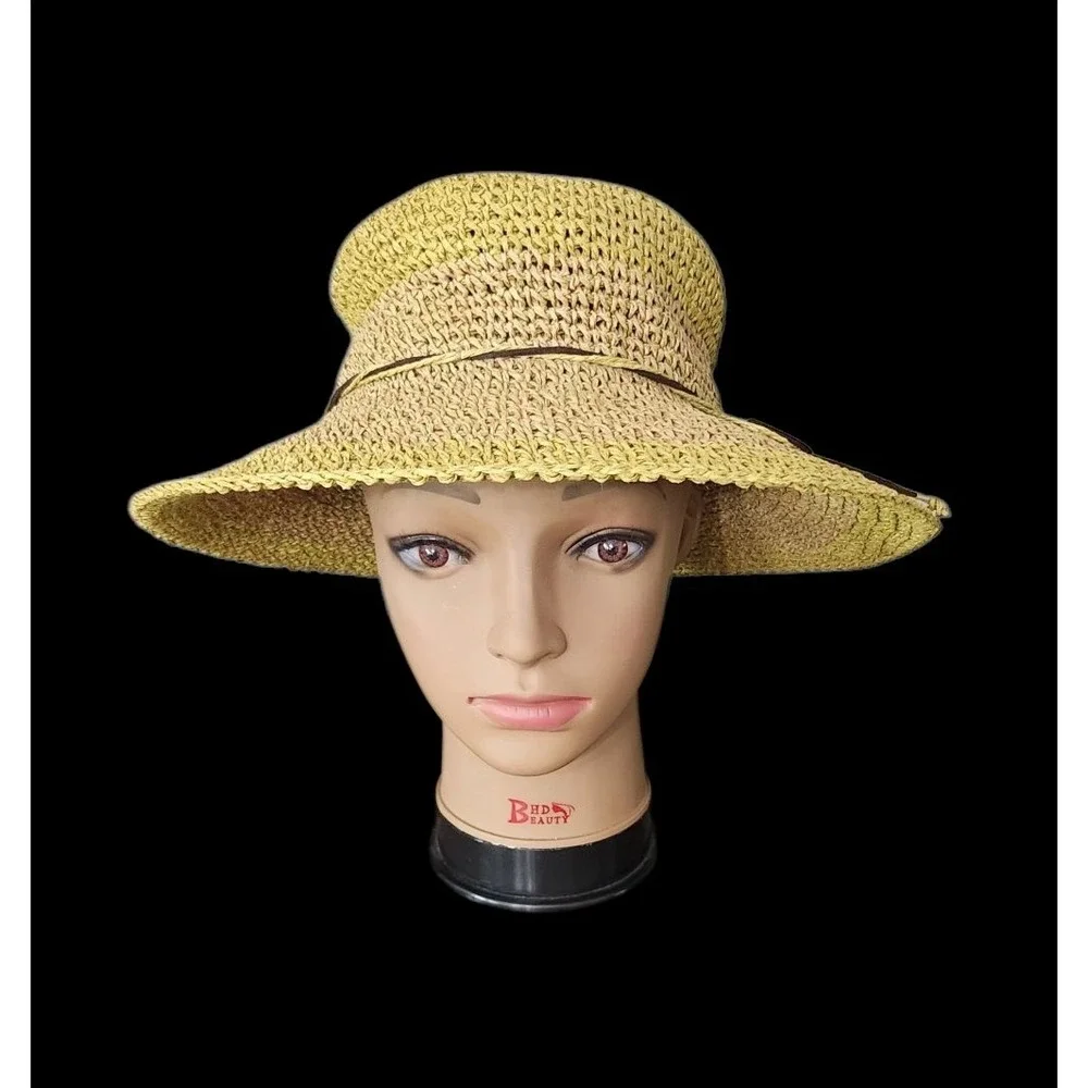 Cappelli Women's Wide Brim Woven Paper Rattan Packable‎ Floppy Sun Hat